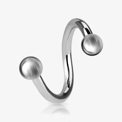 Piercing Espiral Prateado Bolinha Aço - Piercings Espiral / Twister