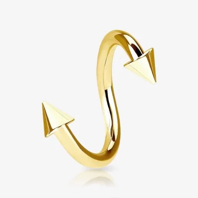Piercing Espiral Dourado Spike Aço - Piercings Espiral / Twister