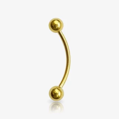Piercing Curvo de Aço Cirúrgico Dourado - Bolinha - Piercings de Sobrancelha