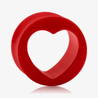 Plug de Acrílico Vermelho - Redondo com Coração - Acrílico
