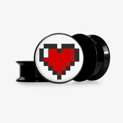 Plug Coração em Pixels - Base Selecionável - Coração